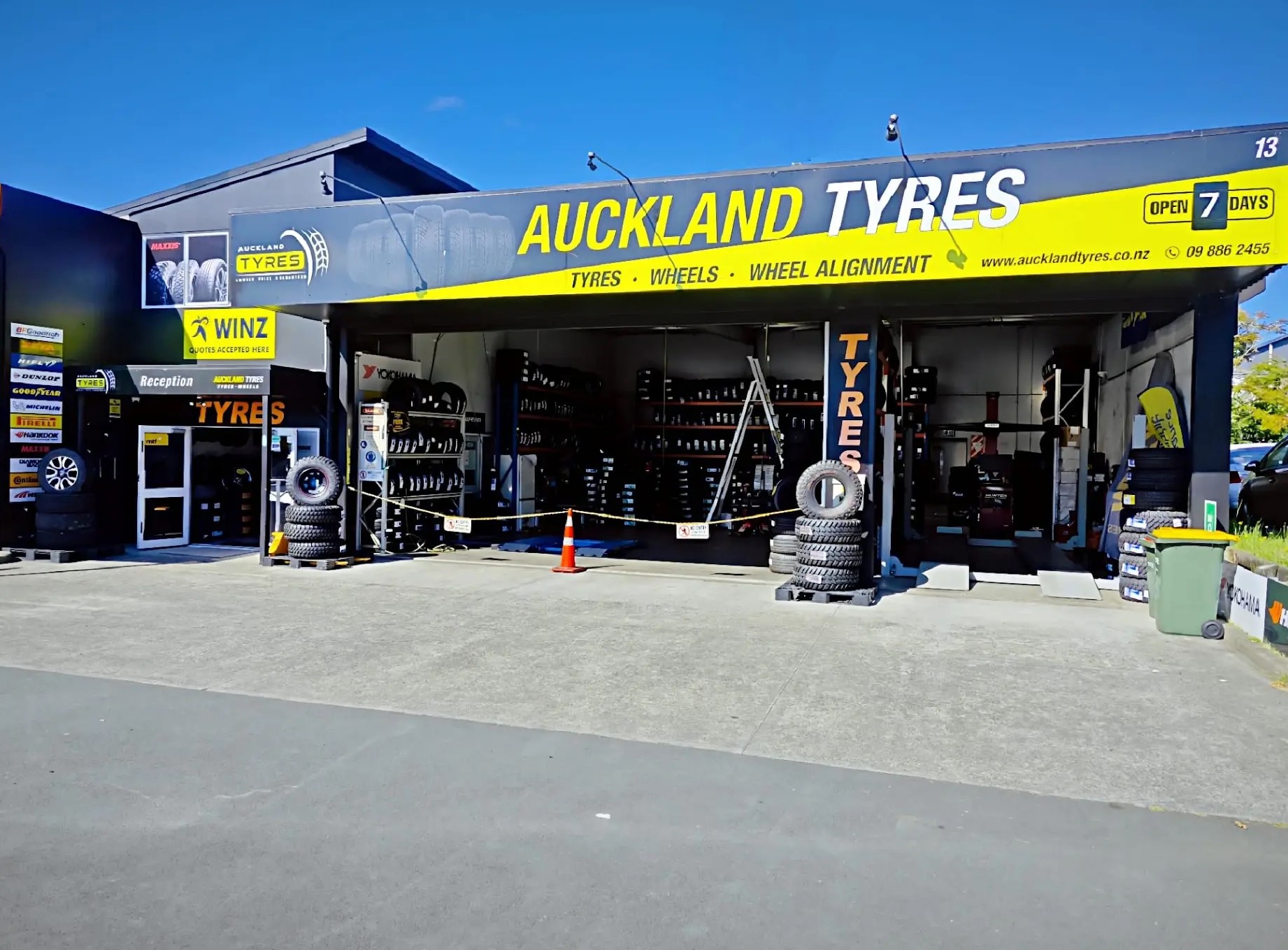 Auckland Tyres Henderson shopfront on Sel Peacock Drive
